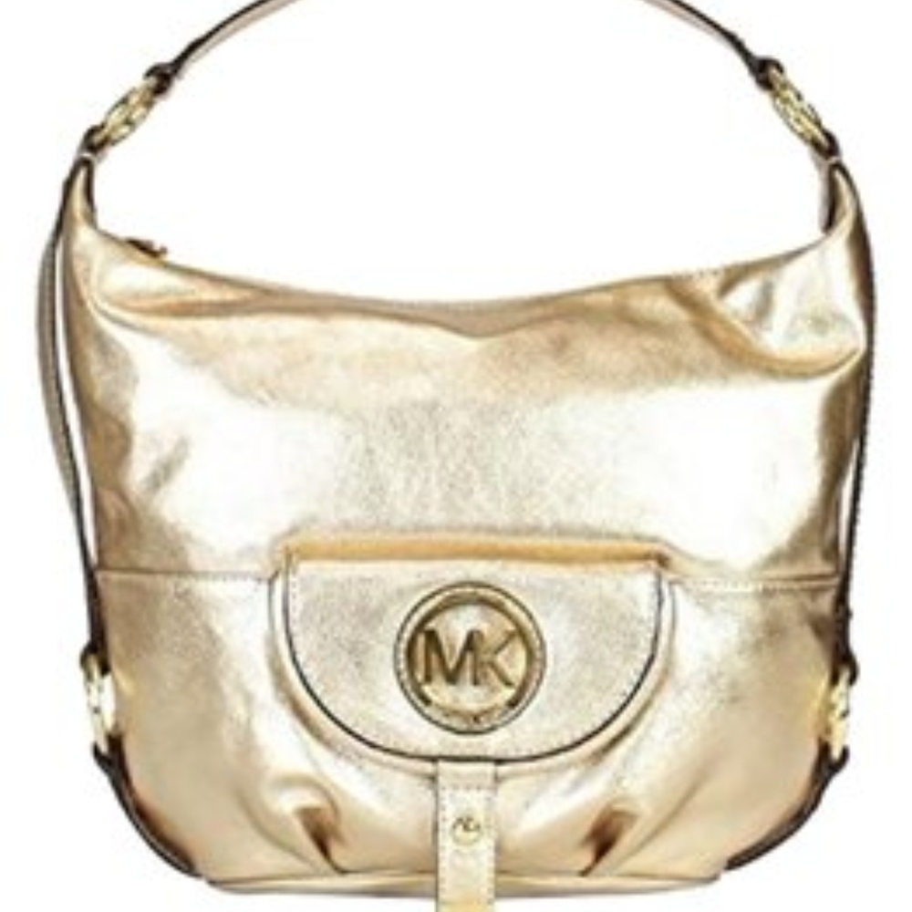 Michael Kors Fulton Gold Metallic Shoulder Bag